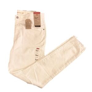 Levis 721 High Rise Skinny Jeans Womens 32x30 White Distressed Raw Hem NEW